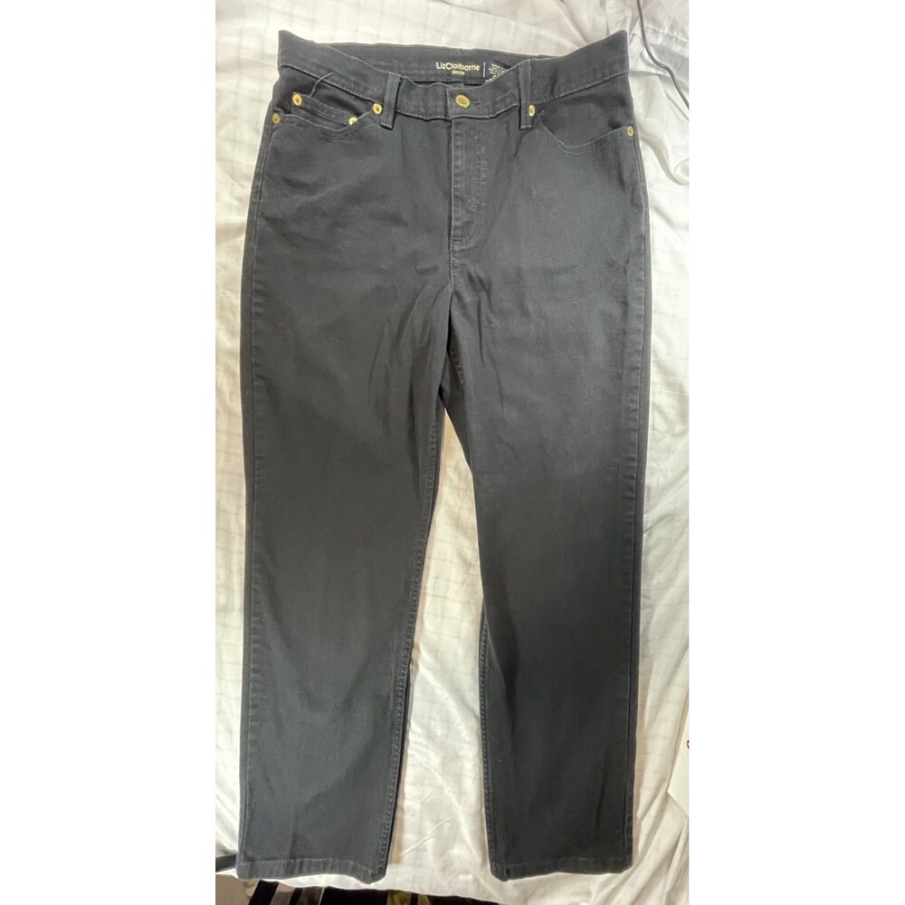 Liz Claiborne Denim Hepburn Black Jeans Women's Size 14 Straight Leg